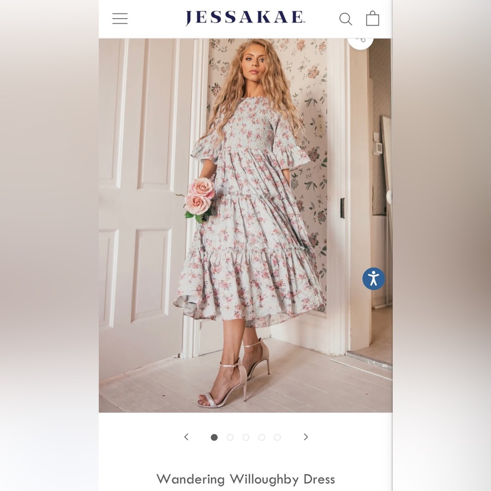 JessaKae Wandering Willoughby Dress Blue Floral Small